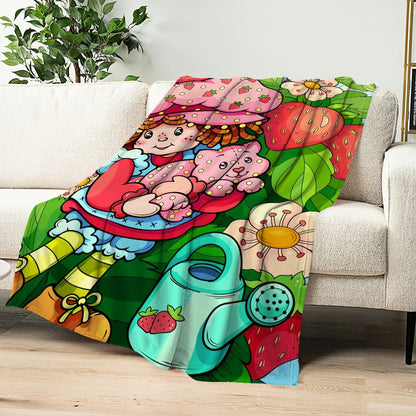 Cute S-Strawberry S-Shortcake Blanket Skin friendly comfort warm soft plush blanket suitable sofa living room office bedroom