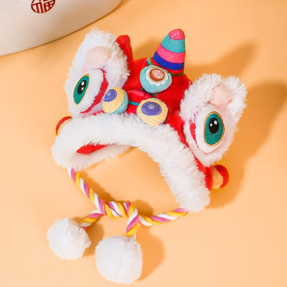 Chapéu de cabeça de tigre de Ano Novo para animais de estimação, chapéu divertido de cabeça de gato e cachorro quente de outono e inverno, suprimentos de chapelaria