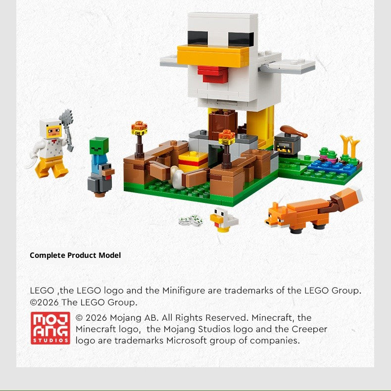Lego Minecraft Série 21585 Fazenda de Galinhas Quebra-Cabeça Infantil Montar Blocos de Construção Brinquedo de Presente
