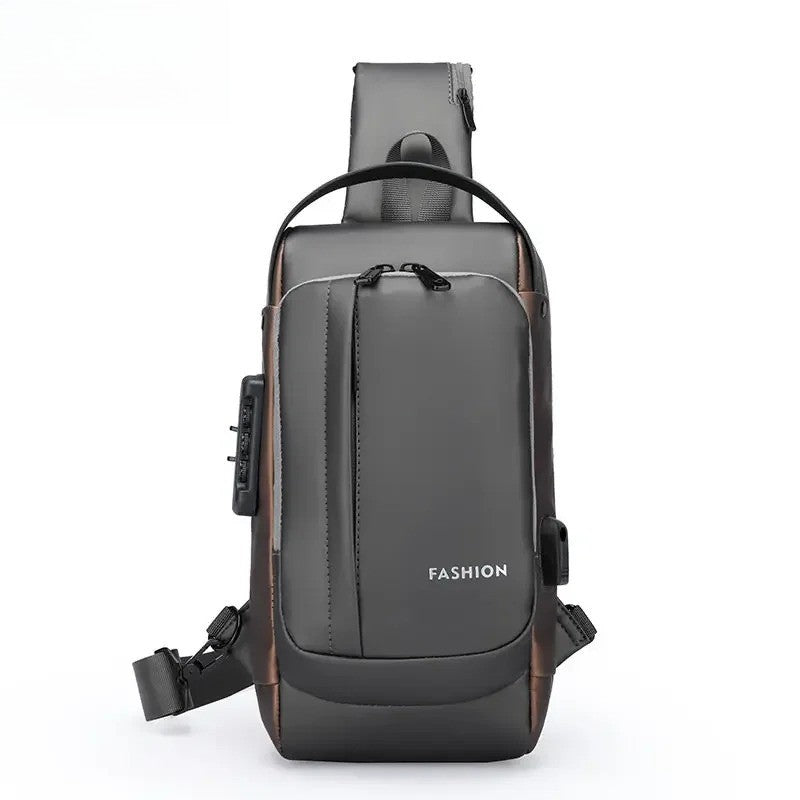 Large Capacity Multifunction Shoulder Crossbody Bag Messenger Chest Sling Travel Pack for Male Men Usb Waterproof Sports Running