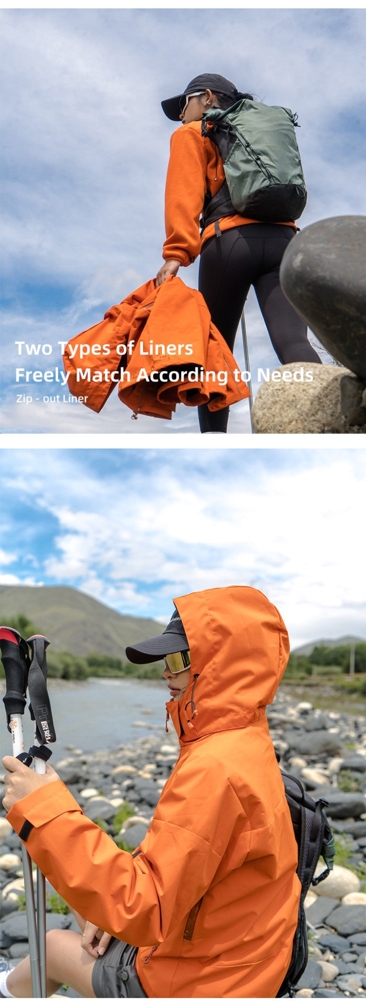 Nu-June Women's Winter Hiking Jacket 3 in 1 plus size Fleeced Clothing Men's Windbreaker Waterproof Hoodie Jackets Outdoor