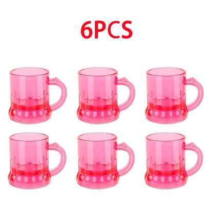 1/6Pcs Mini Clear Beer Stein, 2oz Beer Mugs, Shot Glasses for Drinking Beer Festival Birthday Party Supplies, Wedding Wine Glass