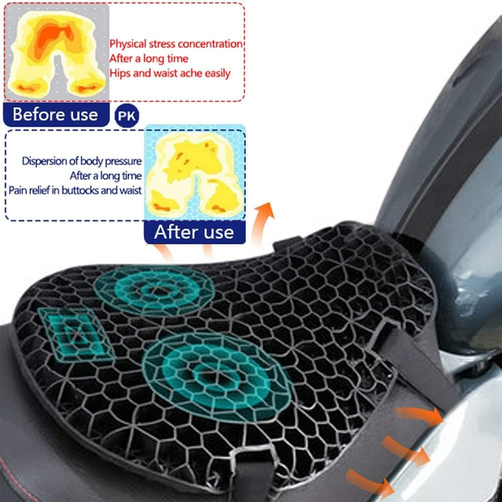 Capa de Almofada de Assento de Motocicleta Cruiser Esportiva para Viagens, Selim Redutor de Pressão, Amortecedor, Protetor de Assento de Motocicleta com Almofada de Ar