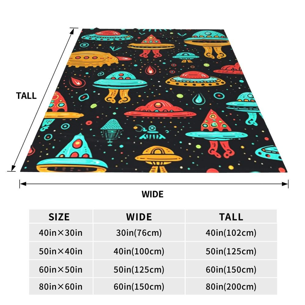 Aliens And UFOs Pattern  Blanket Flannel Sofa Throw Blanket Multi-function for Home Bedroom Office Throws Bedspread Quilt