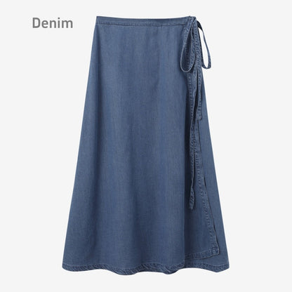 AS 2025 spring summer woman  linen one pieces  wrap skirts adjustable waist 2cm