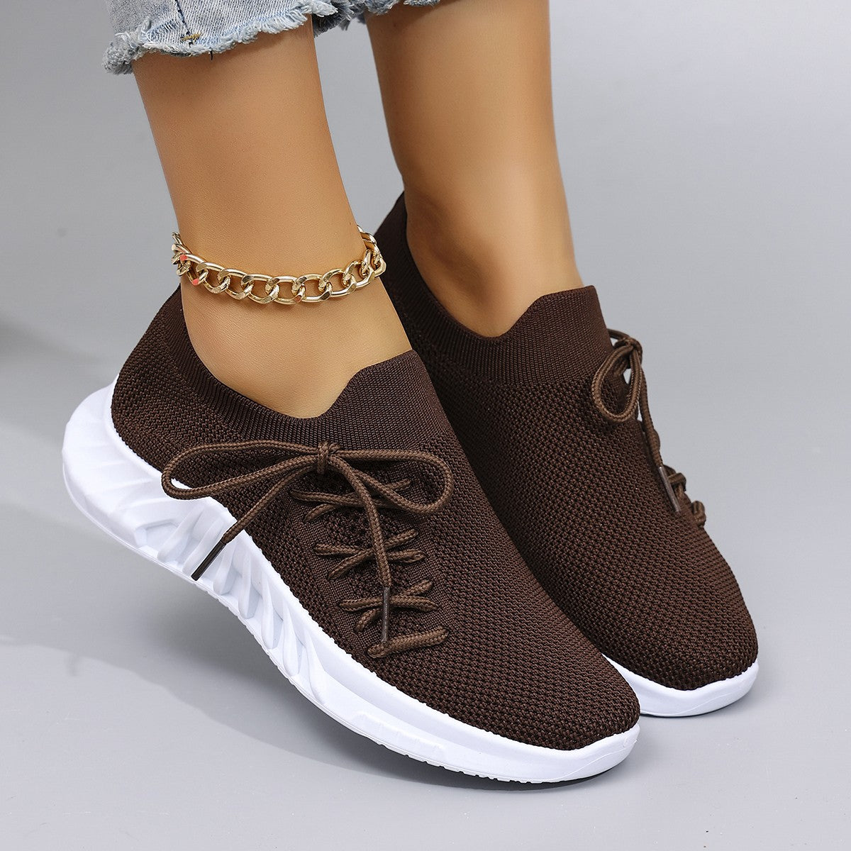 Spring and Autumn New Women's Casual Lace up Comfortable, Breathable, Lightweight and Wear-Resistant Sports Shoes