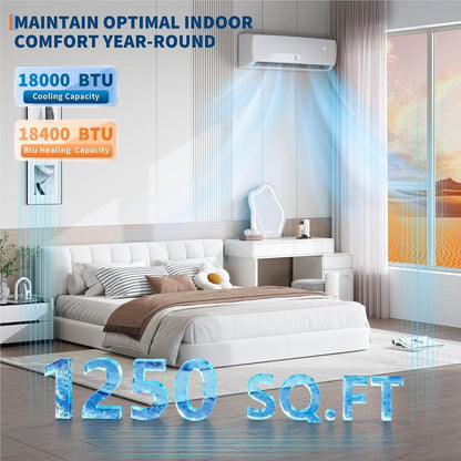 18000 BTUs 19 SEER2 Ar-Condicionado Split Inverter Sem Duto Frio e Quente 230V - 70-115m² Refrigeração Aquecimento Desumidificador 42dB