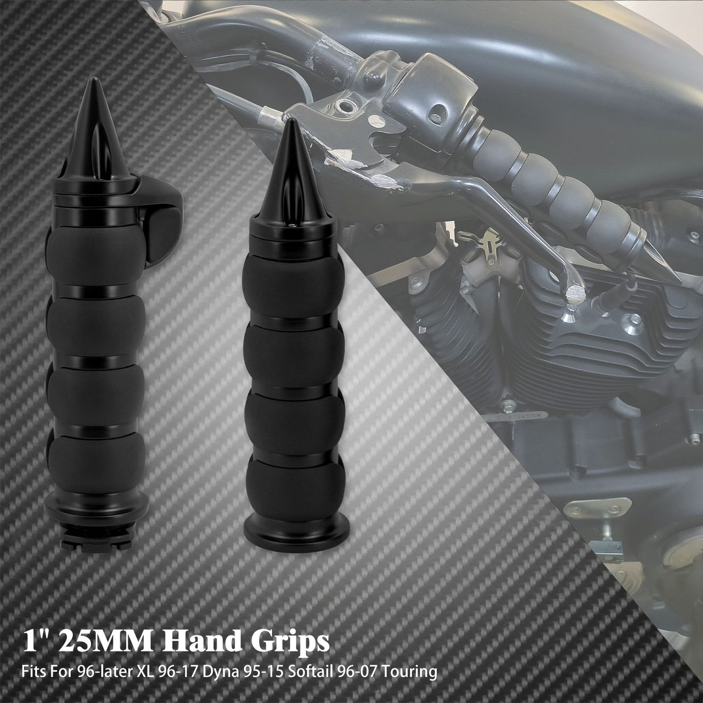 Manoplas de Guidão de Moto 1" 25mm Universal Para Harley Sportster XL1200 Touring Street Glide FLHR Dyna FXDL FLS