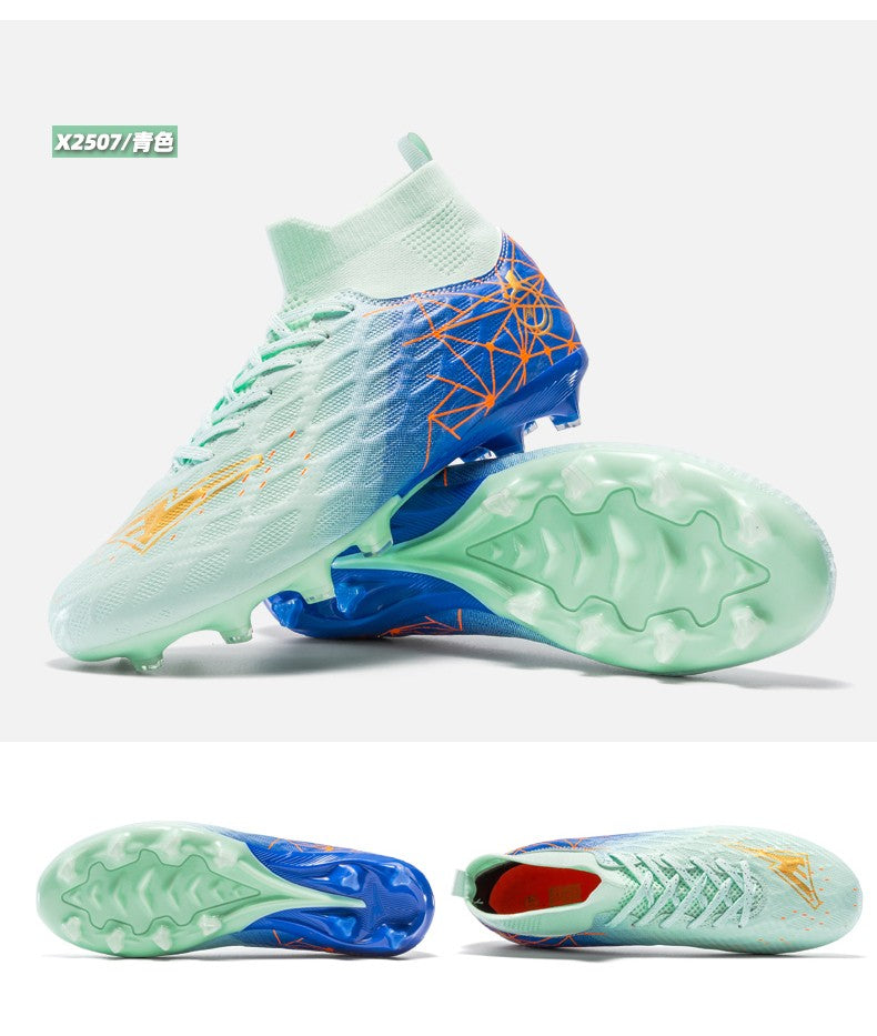 Men's High Top Soccer Shoes Long Spikes Football Shoes Professional Athletic Training Soccer Cleats Lightweight Football Cleat