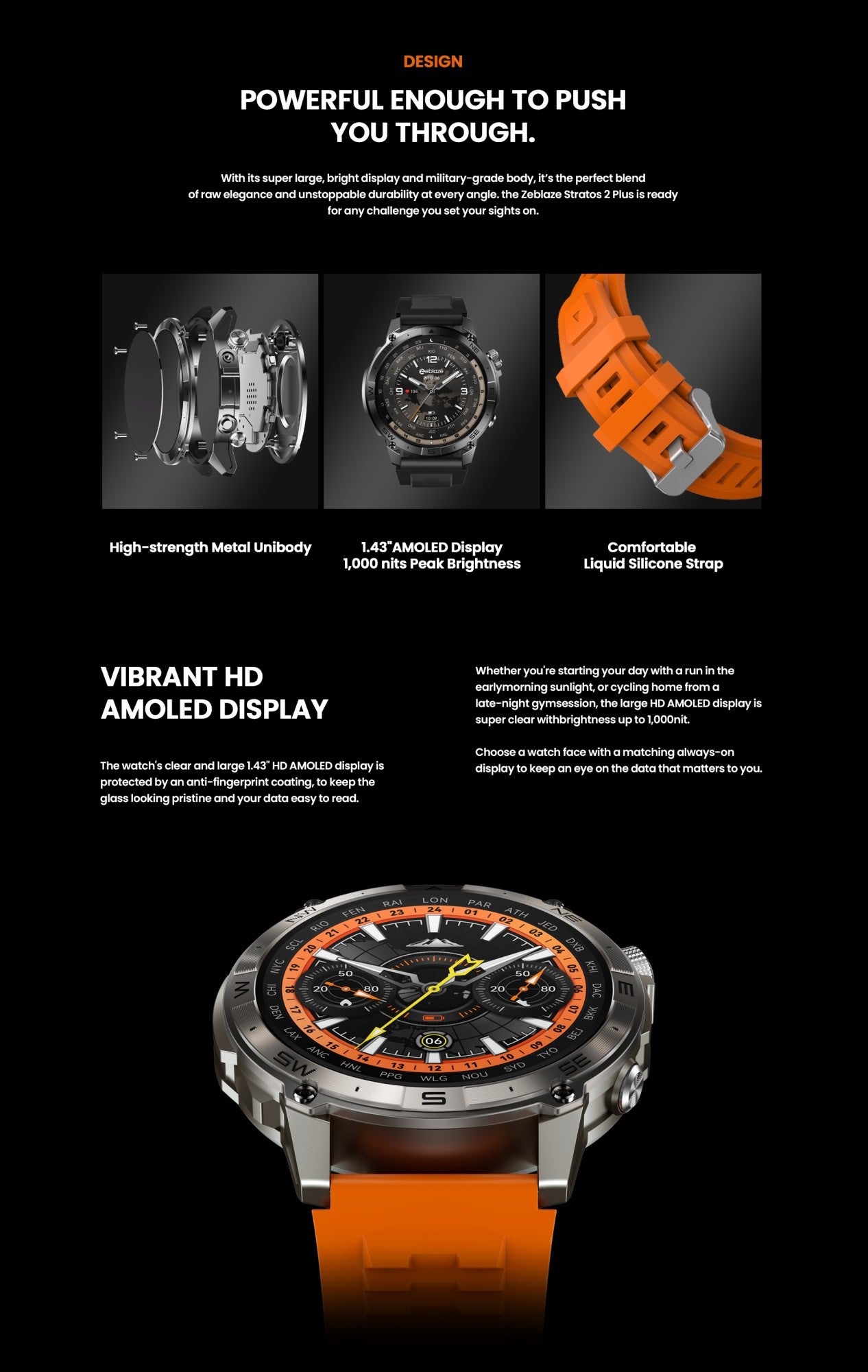 Zeblaze Stratos 2 Plus GPS Sports Smart Watch Bússola Integrada Altímetro Barométrico Tela AMOLED de 1.43'' Smartwatch com Chamada de Voz