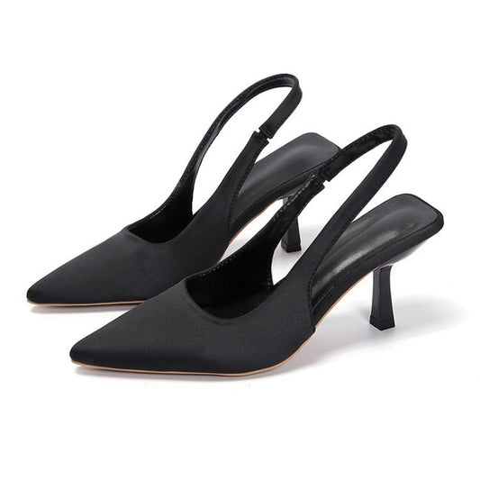2024 Novas Sandálias Femininas Sexy de Salto Alto com Bico Fino Luxuosas, Scarpins Rasos da Moda, Sapatos Femininos de Festa e Casamento com Salto Agulha