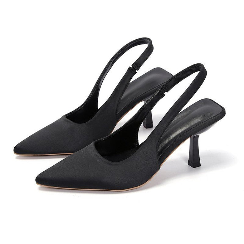 2024 Novas Sandálias Femininas Sexy de Salto Alto com Bico Fino Luxuosas, Scarpins Rasos da Moda, Sapatos Femininos de Festa e Casamento com Salto Agulha