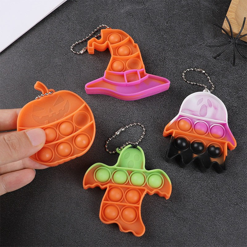 6/12Pcs Halloween Ghost Pumpkin Skull Pop Fidget Antistress Toy Kaychain for Kids Birthday Party Favors Halloween Pinata Fillers