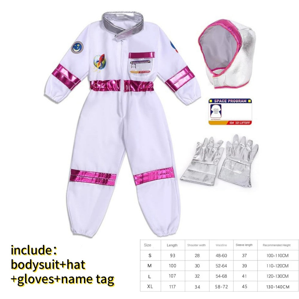 Boy's Space Suits Astronaut Costume for Kids Cosplay Girl Space Performance Astronaut Spaceman Party Dress Up Hooded Gloves Suit