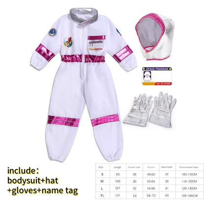 Boy's Space Suits Astronaut Costume for Kids Cosplay Girl Space Performance Astronaut Spaceman Party Dress Up Hooded Gloves Suit