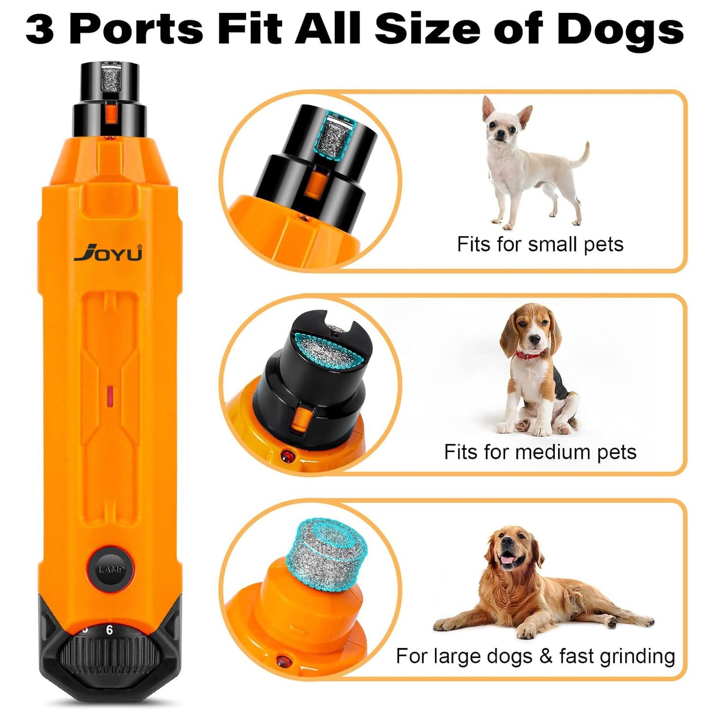 Lixadeira de unhas de cachorro com 6 velocidades Moedor de unhas para animais de estimação aprimorado Aparador de unhas elétrico para cães super silencioso Recarregável Pés indolores para limpeza