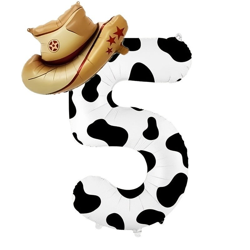 2pcs-40 inch 0-9 digital and hat balloon set, suitable for birthdays, farm themed parties, and New Year celebrations