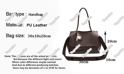 Crocodile Pattern Crossbody Bag For Women Black Shoulder Bag Brand Designer Women Bags Luxury PU Leather Flap Messenger Handbag