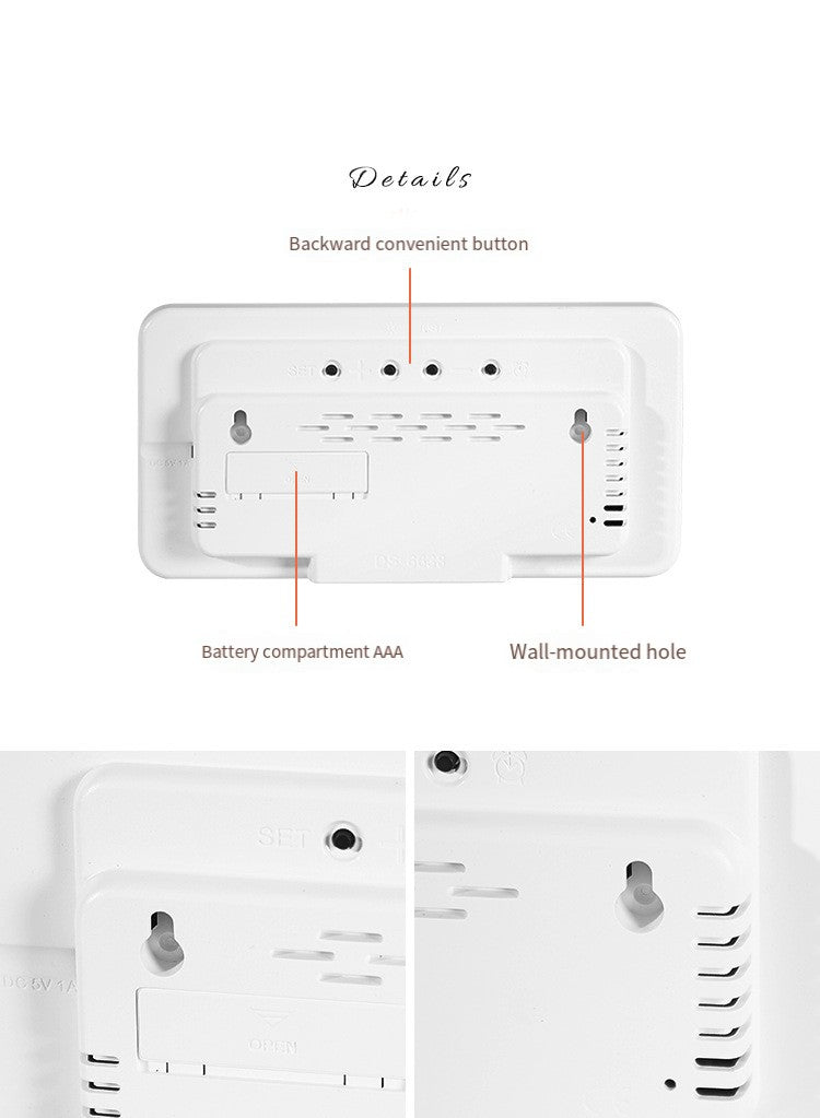 New Digital LED Alarm Clock Desktop Clock Time and Temperature Display Multifunctional Clock Modern Decorative LED