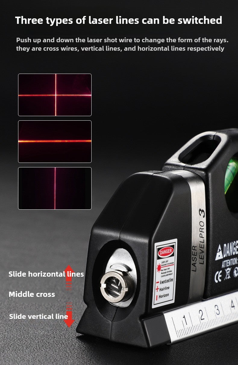 Kit Profissional de Nível a Laser - Linha Cruzada Infravermelha e Ângulo Reto Resistente a Impactos - Ferramenta de Nivelamento de Alta Precisão com Trena