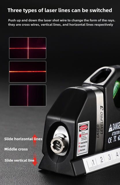 Kit Profissional de Nível a Laser - Linha Cruzada Infravermelha e Ângulo Reto Resistente a Impactos - Ferramenta de Nivelamento de Alta Precisão com Trena