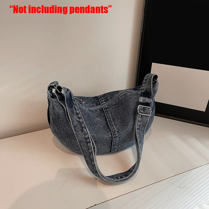 Autumn and Winter Trendy and Cool Fashion Denim Dumpling Bag New Zipper Versatile Single Shoulder Crossbody Bag