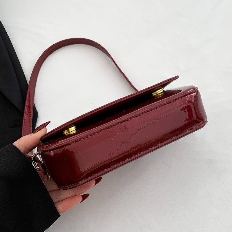 Solid color personalized women's bag Angola red classic style small bag light luxury texture shoulder bag