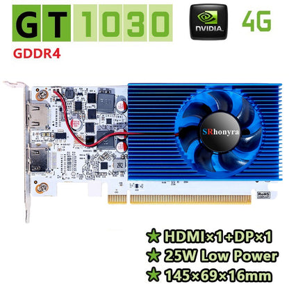 Placa de vídeo de baixo perfil SRhonyra GT730 RX550 GT1030 GTX1050 1050Ti 4GB, GPU de baixo perfil para SFF, PCs industriais e mini PC OPS