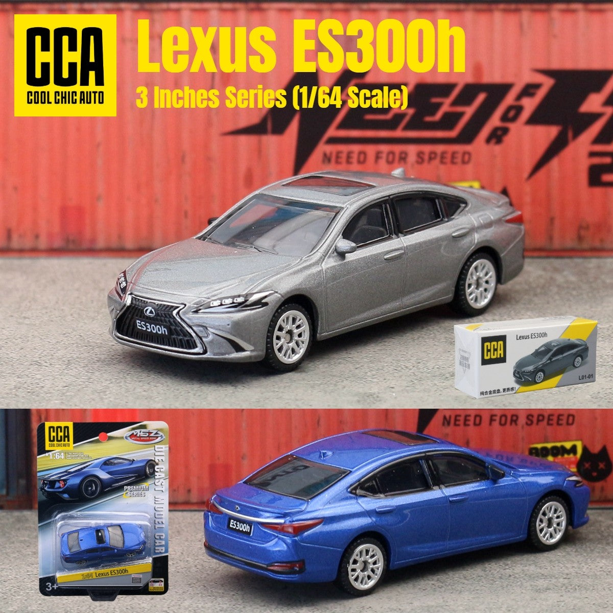 1/64 Leuxs ES300h Carrinho Modelo CCA MSZ 1:64 Veículo Fundido Miniatura Rodas Livres Coleção Adequado para Hot Wheels Presente Criança