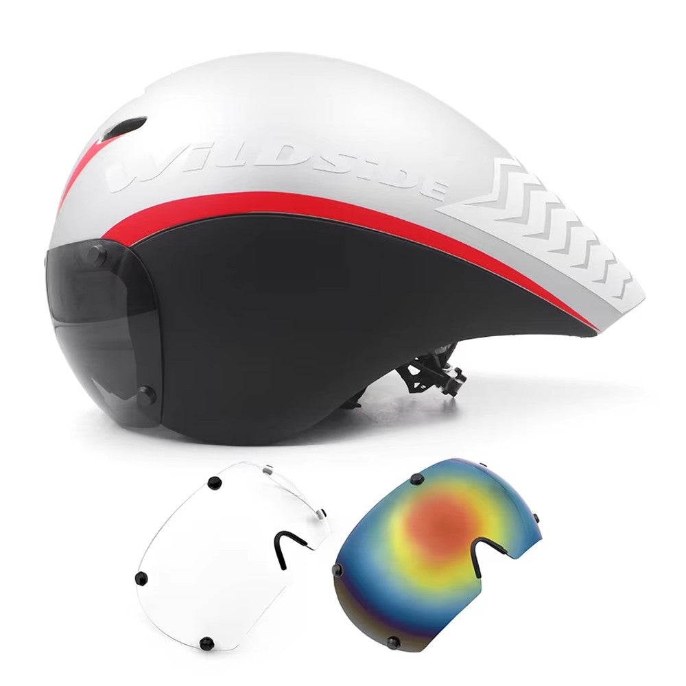 Capacete de Ciclismo de Estrada Wildside Aero TT Capacete de Segurança para Bicicleta de Triathlon Ultraleve com Óculos Acessórios para Bicicleta