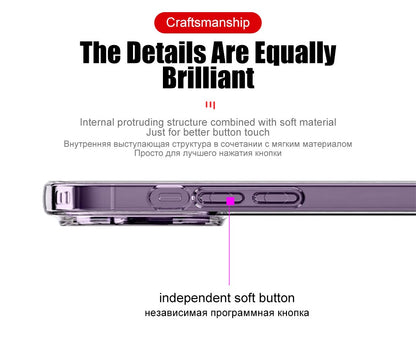 Luxury Clear Silicone Phone Case For iPhone 16 15 14 13 12 11 Pro Max XR X XS 7 8 Plus Shockproof Transparent Bumper Back Cover