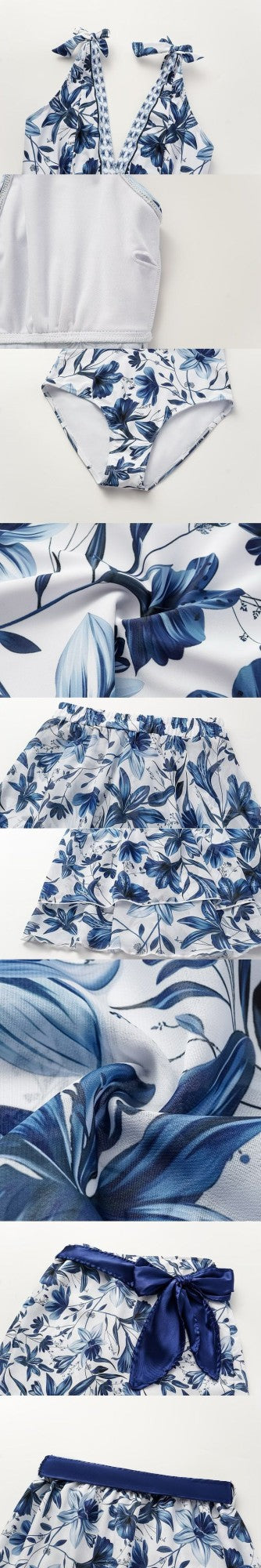 Bikinis De Mujer 2025 V Neck Lace Up Printed One Piece Swimsuit and Skirt Sexy Beach Outfits Women Es De Baño 2024 Mujer