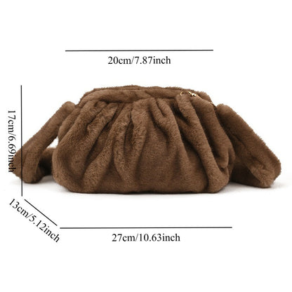 Elegant Wrinkled Cloud Clutch Bag Faux Fur Shell Shoulder Crossbody Bag Women Stylish Pillow Bag Guangzhou High Quality Bag