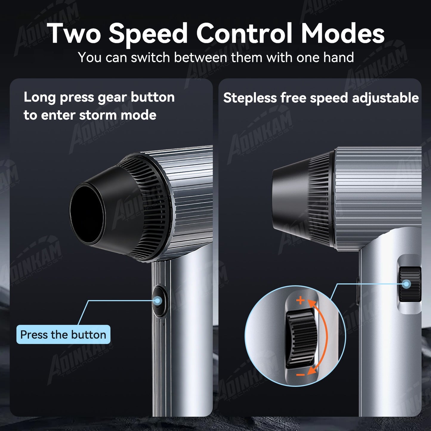 ADINKAM Upgraded Stepless High-Efficient Jet Fan Blower OEM-Style 500g Wind Pressure Super Power Car House PC Cleaning Tools