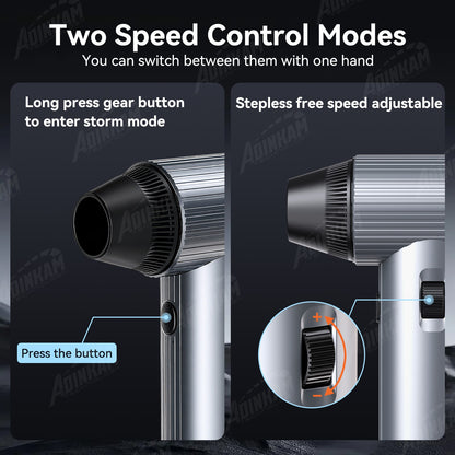 ADINKAM Upgraded Stepless High-Efficient Jet Fan Blower OEM-Style 500g Wind Pressure Super Power Car House PC Cleaning Tools