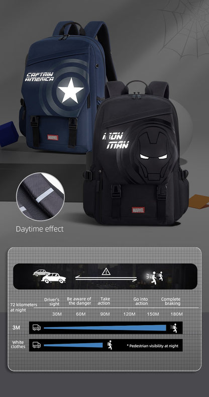 Disney MARVEL Homem-Aranha Mochila Escolar de Fibra de Poliéster Ultraleve Respirável Bolsa Infantil