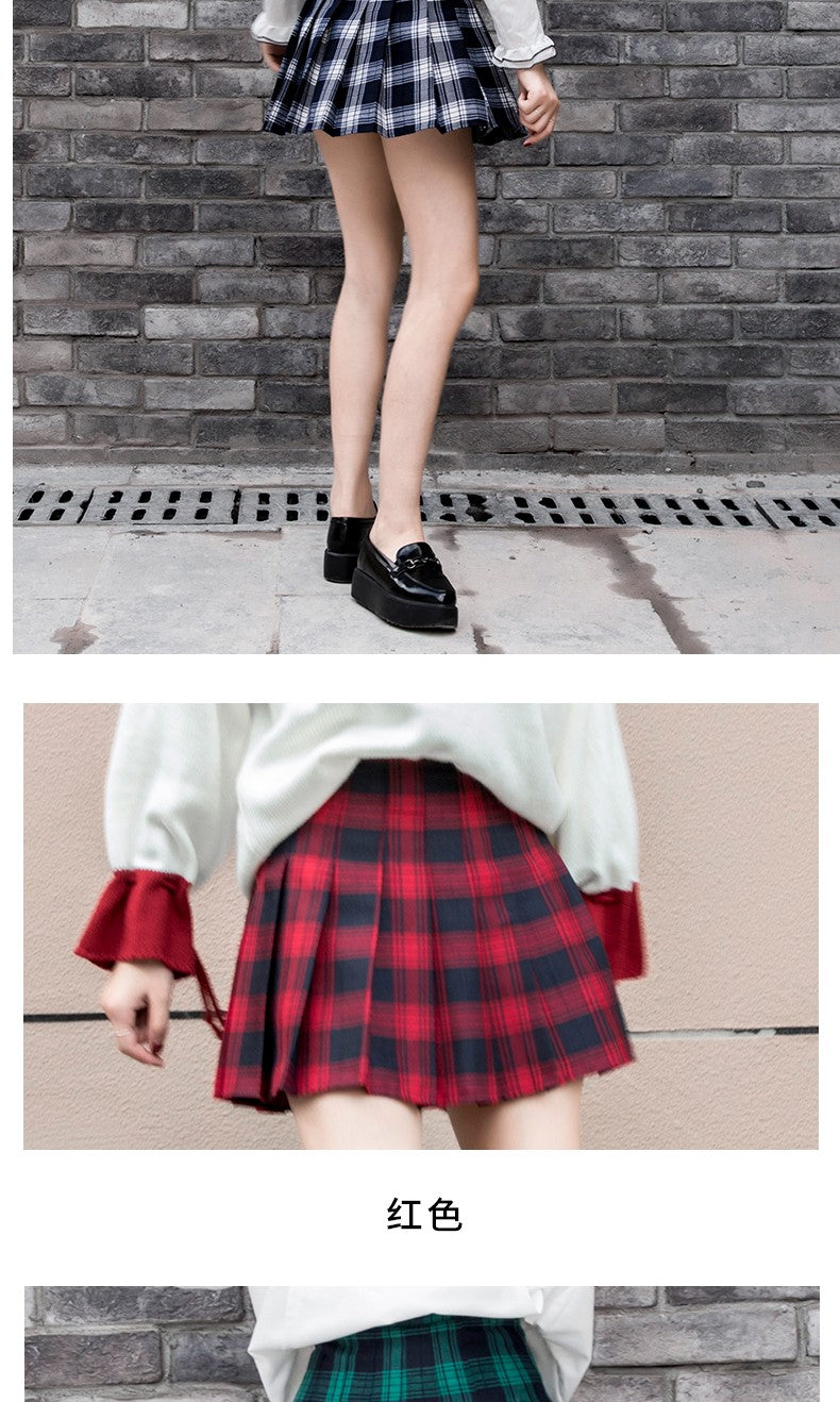 Harajuku Short Skirt New Korean Women Zipper High Waist School Girl Pleated Plaid Sexy Mini Preppy Style Falda Sexy Mujer