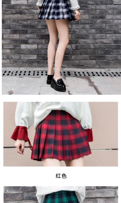 Harajuku Short Skirt New Korean Women Zipper High Waist School Girl Pleated Plaid Sexy Mini Preppy Style Falda Sexy Mujer