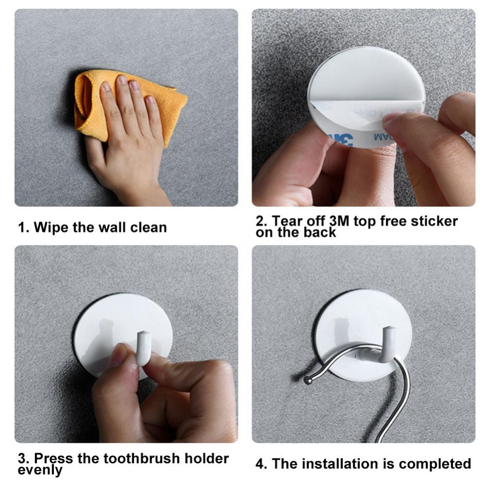 1/3PCS Hook Self-Adhesive 304 Stainless Steel Storage Hanger Towel Key Umbrella Holder Rack Kitchen Bathroom Home Accessories