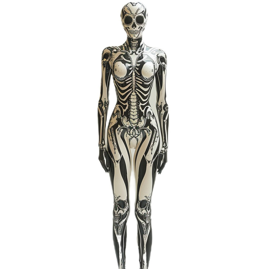 Adult Halloween Skeleton 3d Printing Holiday Party Cyberpunk Bodysuit And Mask Jumpsuit Skeleton Alien Cosplay Costume Bodysuit