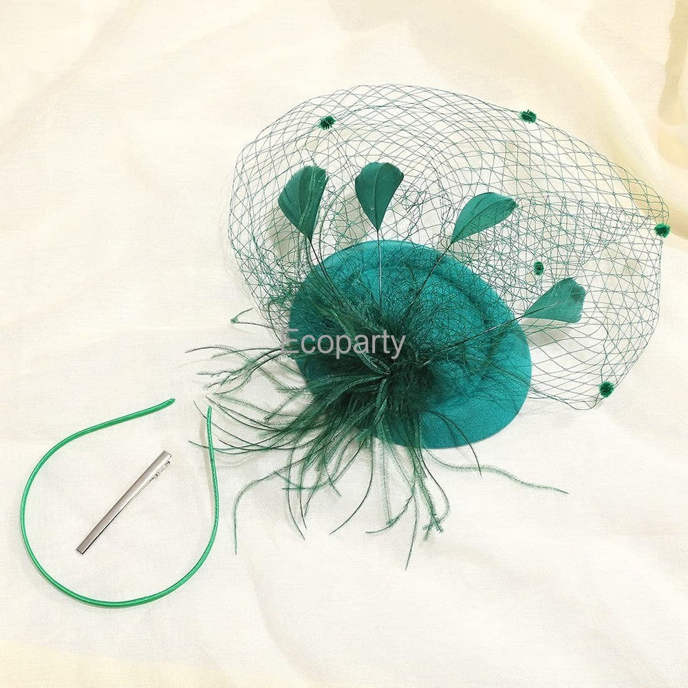 Fascinator Hat Veil Feather Fascinator Hair Clip Tea Party Pillbox Derby Hat Fascinator Bridal Wedding Veil