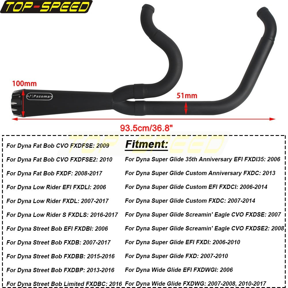 For Harley Dyna Wide Glide EFI FXDWGI FXDWG Motorcycle 2-in-1 Full Complete Exhaust System Stainless Steel Exhaust Muffler Pipe