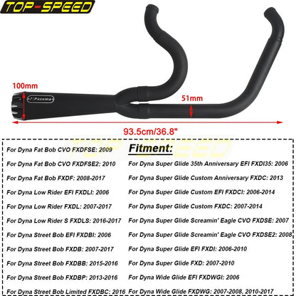 For Harley Dyna Wide Glide EFI FXDWGI FXDWG Motorcycle 2-in-1 Full Complete Exhaust System Stainless Steel Exhaust Muffler Pipe