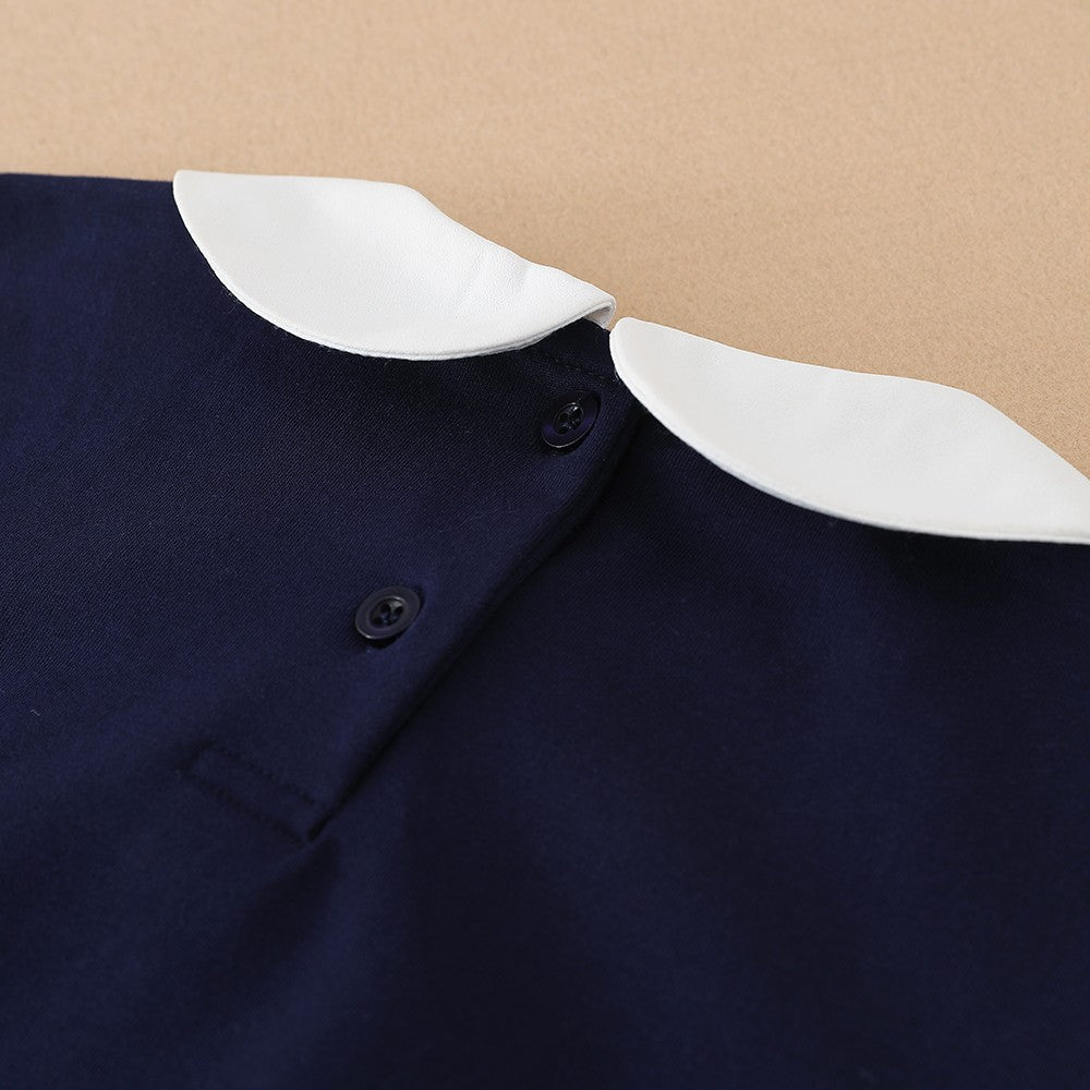 Girls Dresses 2025 Preppy Style Dresses Kids Ruffle Collar Long Sleeved Clothes Children Dresses with Bow for 5-12 Years