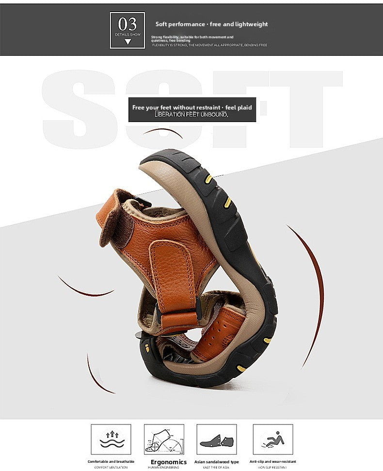2025 Man's shoes Genuine Leather Men Sandals Summer Men's Shoes Outdoor Water Shoes Leather Sandals For Men men summer sandals