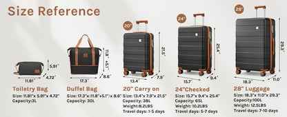 imiomo Travel Luggage Sets, Hard Shell Lightweight Carry on Suitcase with Travel Bag, TSA Lock, Durable Silent Spinner Wheels