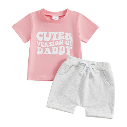 Adorable Infant Girl Casual Wear Set with Cute Printed Tee and Matching Solid Color Shorts for Summer Fun