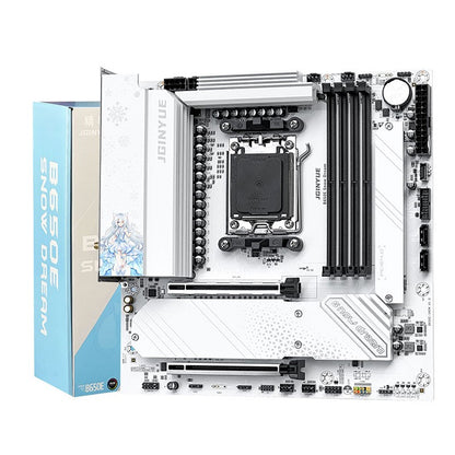 Placa-mãe JGINYUE AM5 B650E Snow Dream, compatível com AMD Ryzen 9000/8000/7000, PCIe 5.0, DDR5 7000+(OC), LAN 2.5G, ARGB