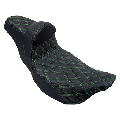 Assento 2 Lugares Moto Garupa Com Encosto Ajustável Almofada Para Harley Touring Electra Road Glide 09-23 Assento De Couro