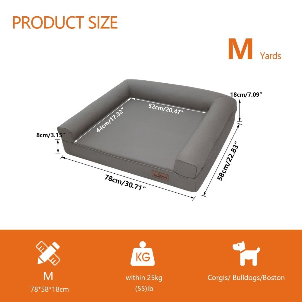 Cama Ortopédica para Cães M-XXL Almofadada em Couro de Microfibra Sofá para Cães de Estimação Impermeável Cama Calmante com Capa Removível Fácil de Limpar
